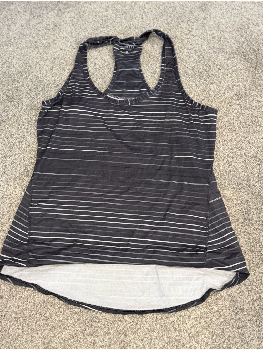 Athleta Black and White Striped Racerback Tank Top